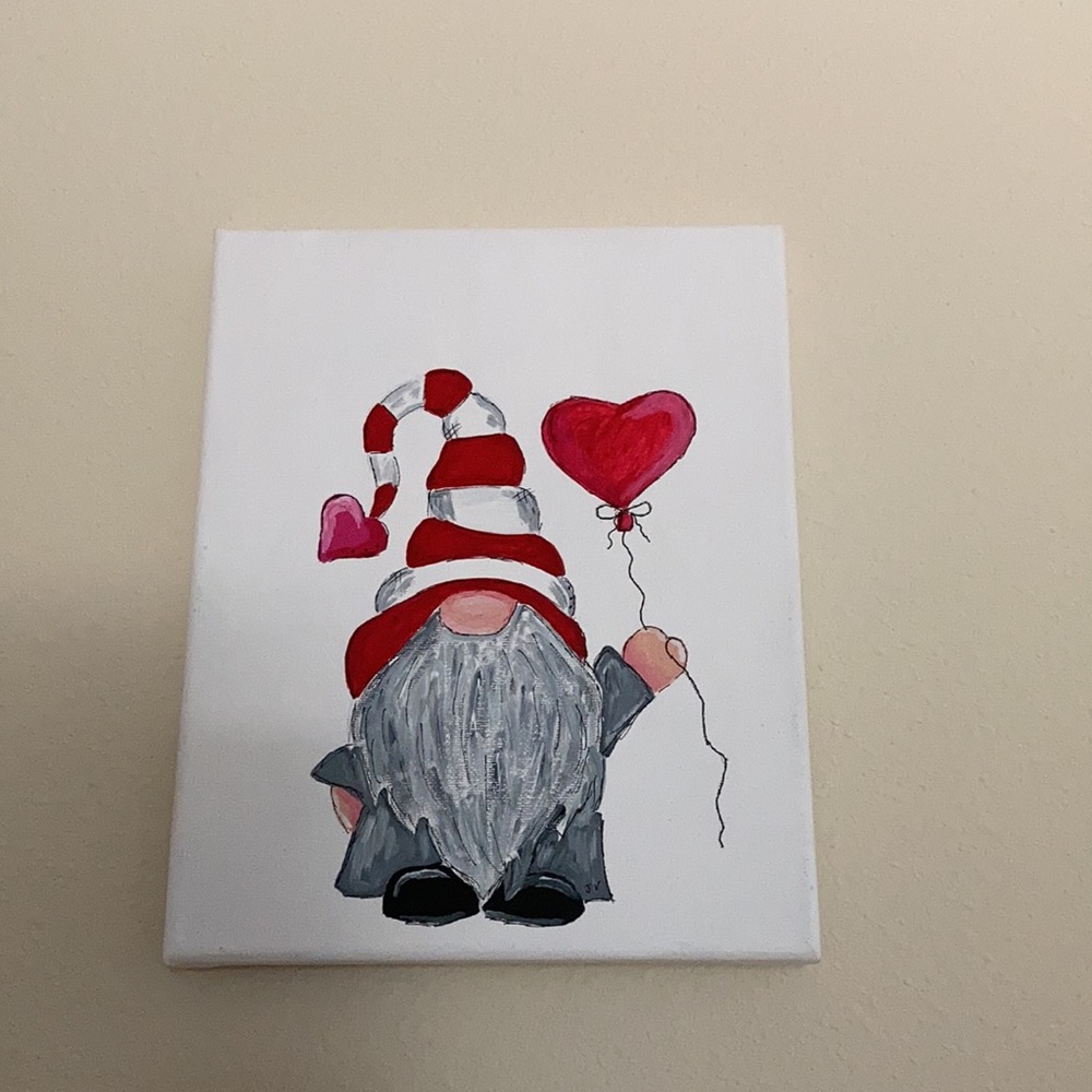 8 x 10 Valentine’s Gnome painting - Picture 6 of 6